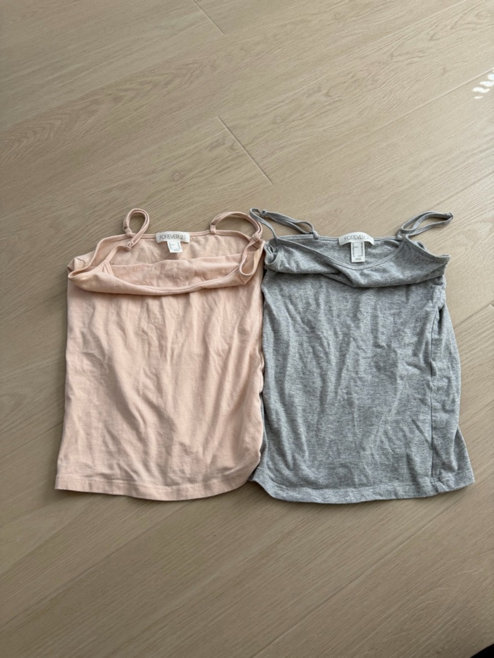 Forever 21 Women's Double Tank Camisoles - Peach Tan & Heather Gray